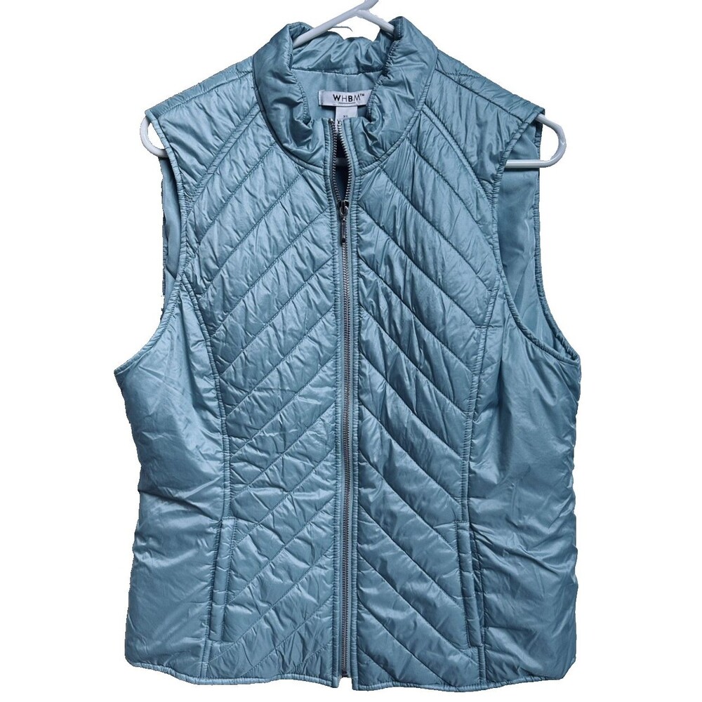 White House Black Market Quilted Puffer Vest Winter Mint Green Size XL